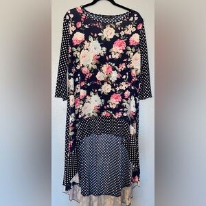 Floral and Polka Dot Tunic Top